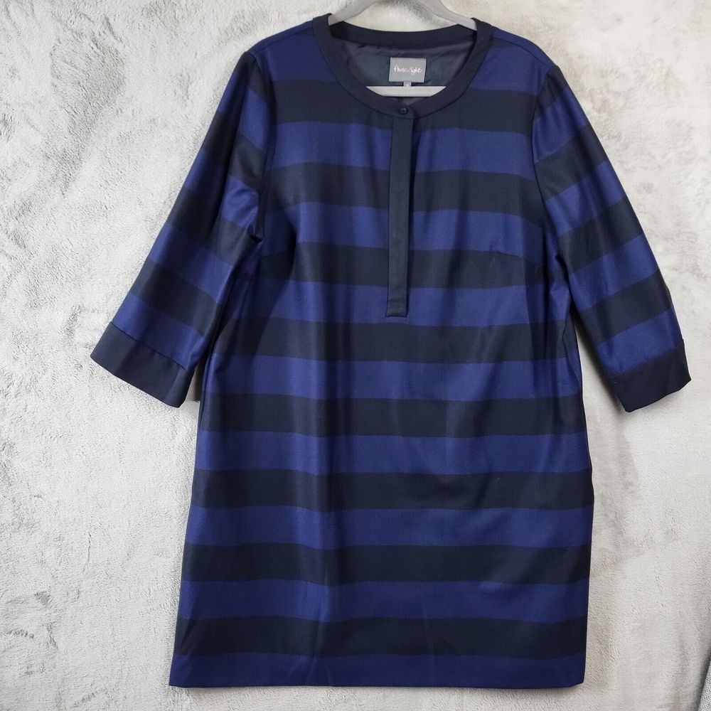 Phase Eight Striped Shift Dress Casual‎ Career Work Blue Size 18